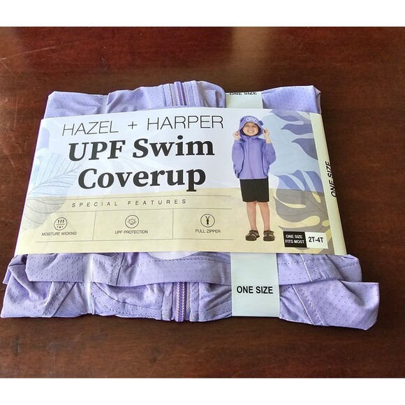 HAZEL + HARPER UPF Swim Coverup Purple Full Zipper 2T-4T Unisex - Picture 4 of 8